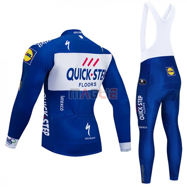 Maglia Quick Step Floors Manica Lunga 2018 Blu e Bianco